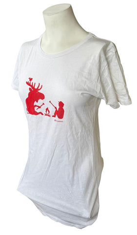 Tretorn Klader Women's Roasting Marshmallows Graphic White Shirt Size Large