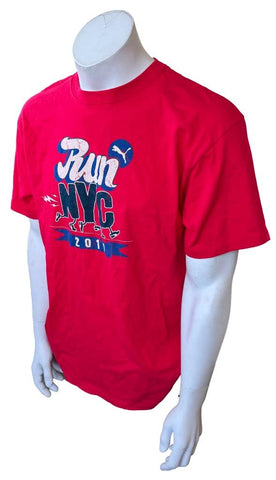 Puma Men's Run NYC 2010 Red Short Sleeve Shirt Size Large