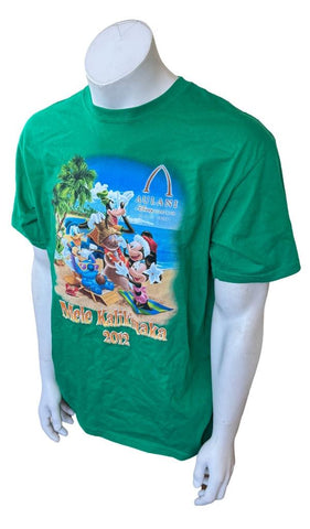 Disney Men's Aulani Mele Kalikimaka 2012 Mickey Mouse Green Shirt Size Large