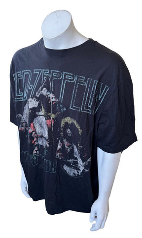 Men's Led Zeppelin 1975 Tour Graphic Black Short Sleeve Shirt Size XL