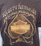 Harley Davidson Men's Motorcycle Spade Graphic Brown Shirt Size Large