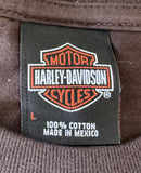 Harley Davidson Men's Motorcycle Spade Graphic Brown Shirt Size Large