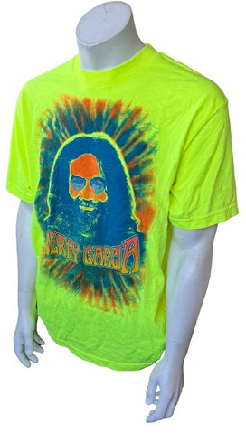 Alstyle Men's Jerry Garcia Graphic Lime Green Shirt Size Large