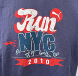 Puma Men's Run NYC 2010 Navy Short Sleeve Shirt Size Large