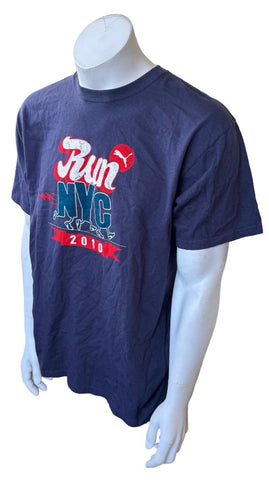 Puma Men's Run NYC 2010 Navy Short Sleeve Shirt Size Large