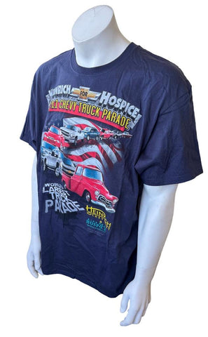 Anvil Men's Chevy Truck Parade 2011 Graphic Dark Blue Short Sleeve Shirt Size XL