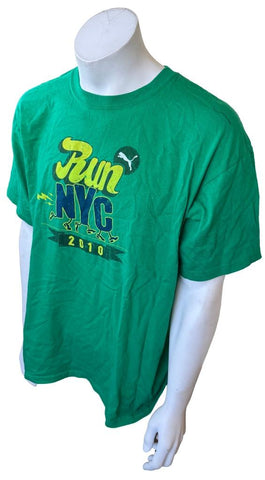 Puma Men's Run NYC 2010 Green Short Sleeve Shirt Size Large