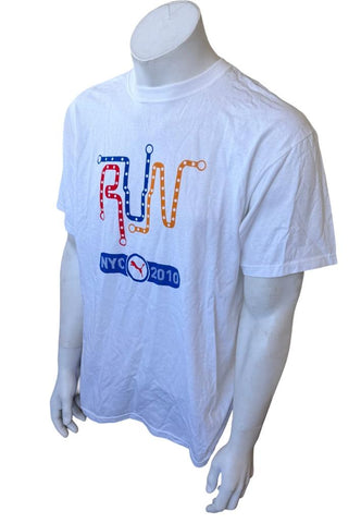 Puma Men's Run NYC 2010 White Short Sleeve Shirt Size Large