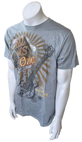 Hard Rock Cafe Men's All Is One Tampa Gray Short Sleeve Shirt Size Large