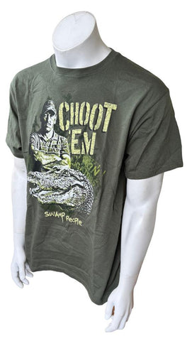 Anvil Men's Swamp People Choot 'Em Green Short Sleeve Shirt Size Large
