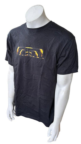 Anvil Men's Tool Flame Spiral Graphic Black Short Sleeve Shirt Size Large