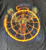 Anvil Men's Tool Flame Spiral Graphic Black Short Sleeve Shirt Size Large