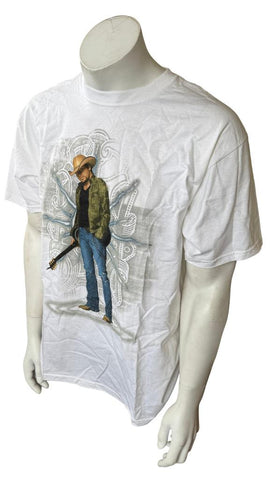 Anvil Men's Jason Aldean 2010 Tour White Short Sleeve Shirt Size Large