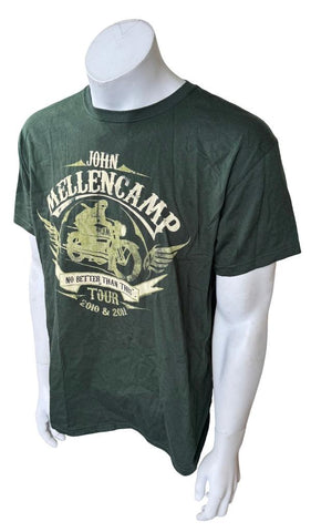 Gildan Men's John Mellencamp No Better Than This Tour 2010 Green Shirt Size L