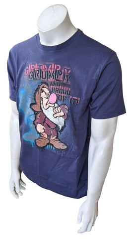 Disney Men's Snow White Grumpy And Proud Of It Navy Shirt Size Medium