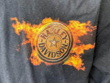 Harley Davidson Men's Flame Graphic Black Short Sleeve Shirt Size Large