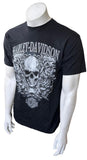 Harley Davidson Men's Silver Skull Graphic Black Short Sleeve Shirt Size Medium