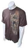 Alstyle Men's 12-Point Whitetail Deer Hunter Brown Short Sleeve Shirt Size Large