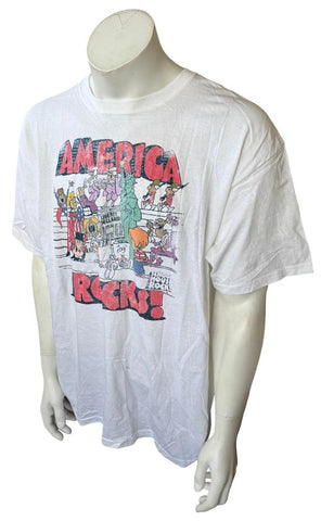 Men's School House Rock America Rocks Graphic White Shirt Size X-Large
