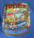 Genuine Apparel Men's Brew Thru Carolina Beach NC Graphic Blue Shirt Size 3XL