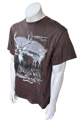 Delta Men's Whitetail Deer Thrill Of The Hunt Graphic Brown Shirt Size Large