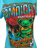 Next Level Women's Grateful Dead Welcome To Jamaica '82 Teal Shirt Size Large