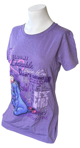 Disney Women's Eeyore Loveable Don't Mind Me Purple Shirt Size Medium