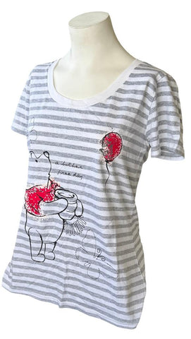 Disney Women's Winnie The Pooh A Bother Free Day Striped Shirt Size Medium