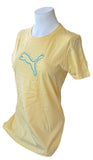 Next Level Women's Puma Big Cat Logo Yellow Short Sleeve Shirt Size Medium