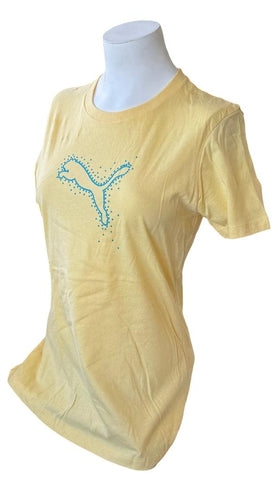 Next Level Women's Puma Big Cat Logo Yellow Short Sleeve Shirt Size Medium