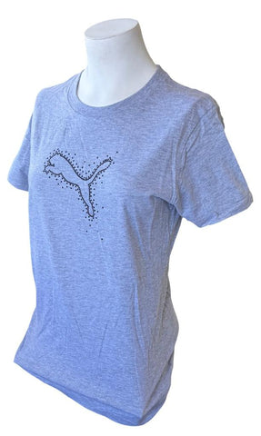 Next Level Women's Puma Big Cat Logo Gray Short Sleeve Shirt Size Medium