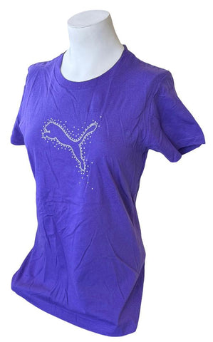 Next Level Women's Puma Big Cat Logo Purple Short Sleeve Shirt Size Medium