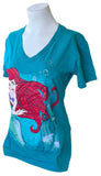 Disney Women's The Little Mermaid Ariel Graphic Teal Shirt Size Medium