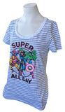 Disney Women's Marvel Avengers Super All Day Striped Shirt Size Medium