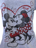 Disney Women's Minnie Mouse Kissing Mickey Mouse Gray Shirt Size Medium