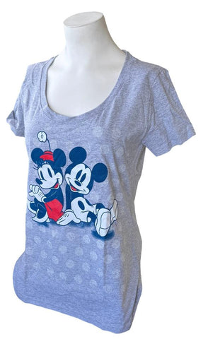 Disney Women's Mickey Mouse & Minnie Mouse Gray Shirt Size Medium