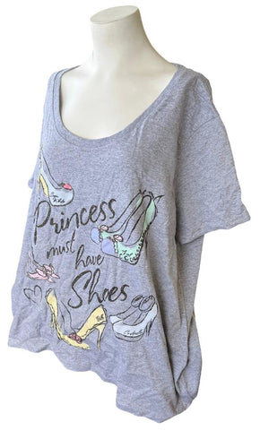 Disney Women's Princess Must Have Shoes Gray Short Sleeve Shirt Size 3XL