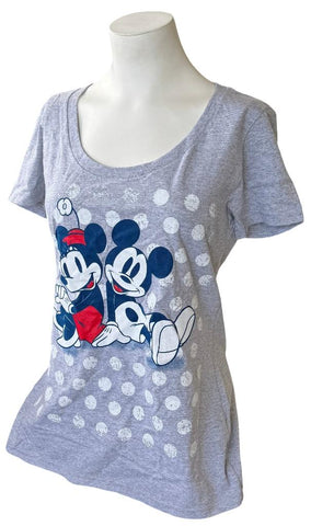 Disney Women's Mickey Mouse & Minnie Mouse Pink Short Sleeve Shirt Size Medium