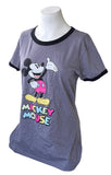 Disney Women's Classic Mickey Mouse Graphic Gray Short Sleeve Shirt Size Medium
