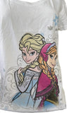 Disney Women's Frozen Elsa And Anna Graphic White Short Sleeve Shirt Size Medium