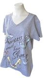 Disney Women's Princess Must Have Shoes Gray Short Sleeve Shirt Size Large