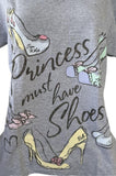 Disney Women's Princess Must Have Shoes Gray Short Sleeve Shirt Size Large
