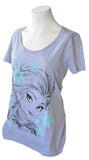 Disney Women's Frozen Elsa Graphic Gray Short Sleeve Shirt Size Medium
