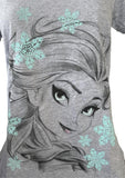 Disney Women's Frozen Elsa Graphic Gray Short Sleeve Shirt Size Medium