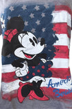 Disney Women's Minnie Mouse American Beauty Gray Short Sleeve Shirt Size Large