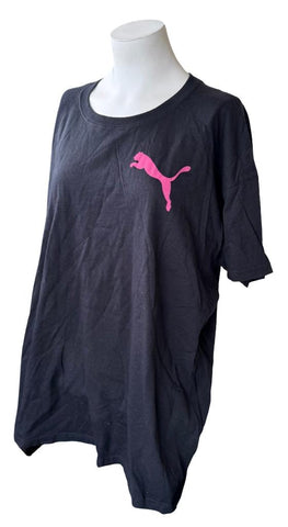 Puma Women's Big Cat Logo Black Short Sleeve Shirt Size 2XL