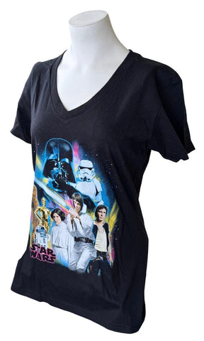 Disney Women's Star Wars Original Cast Graphic Black Shirt Size Medium