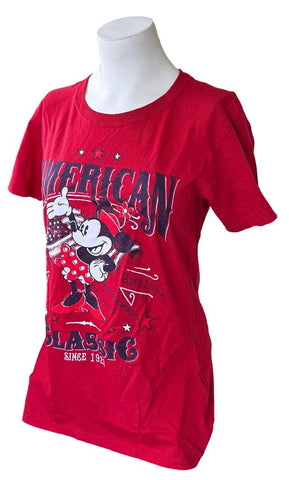 Disney Women's Minnie Mouse American Classic Since 1928 Red Shirt Size Medium
