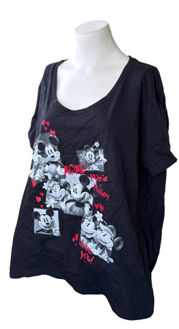 Disney Women's Mickey Mouse & Minnie Mouse Black Short Sleeve Shirt Size 3XL
