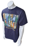 Anvil Men's Yosemite The Beautiful Graphic Navy Short Sleeve Shirt Size Large